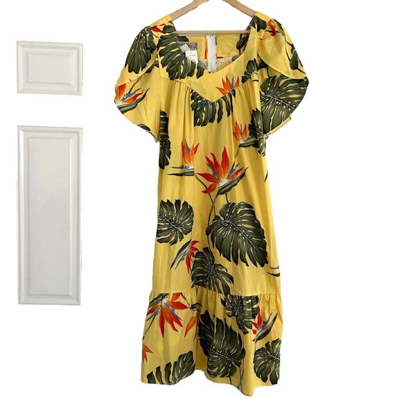 New Blue Hawaii Dress Size 2xl Hawaiian Sunny Yellow Tropical Floral MuMu NWT - Picture 1 of 10